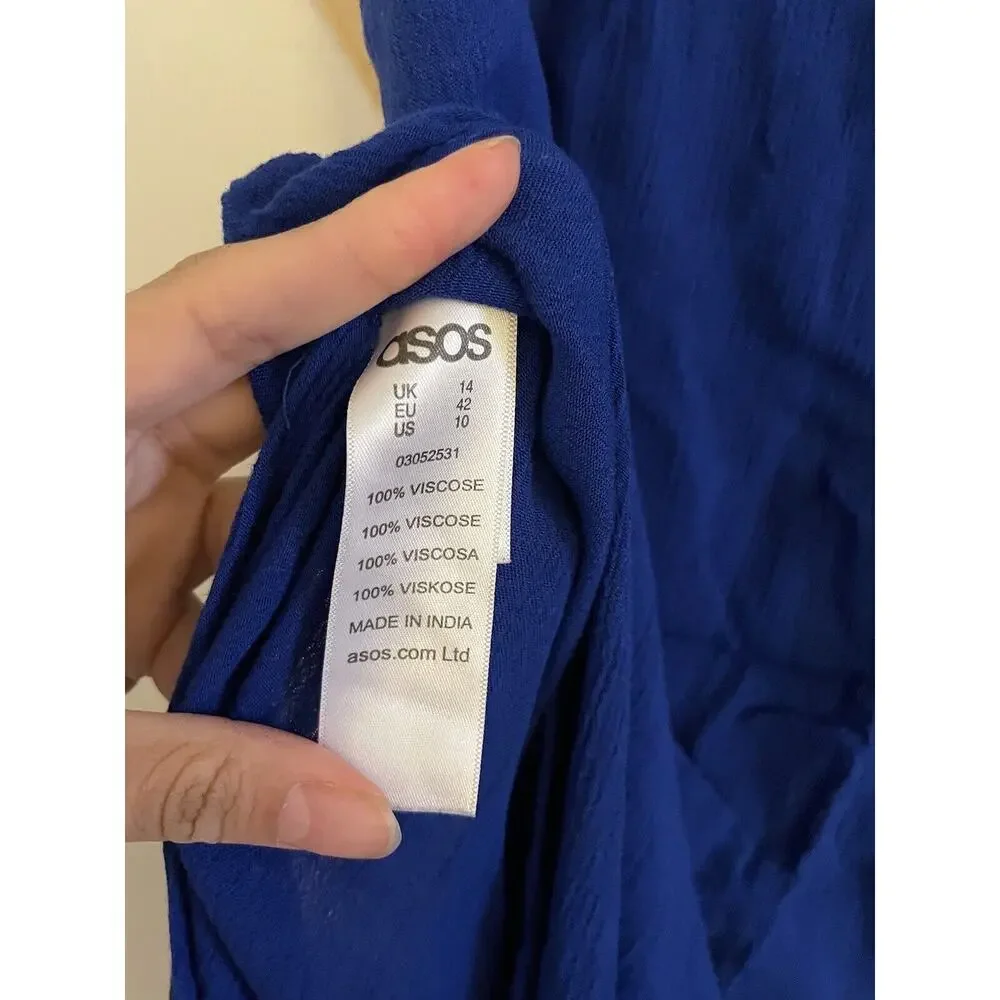 ASOS Maxi Skirt Women's 10 High Rise Cobalt Blue Slit Lined SIde ZIp - Picture 6 of 7
